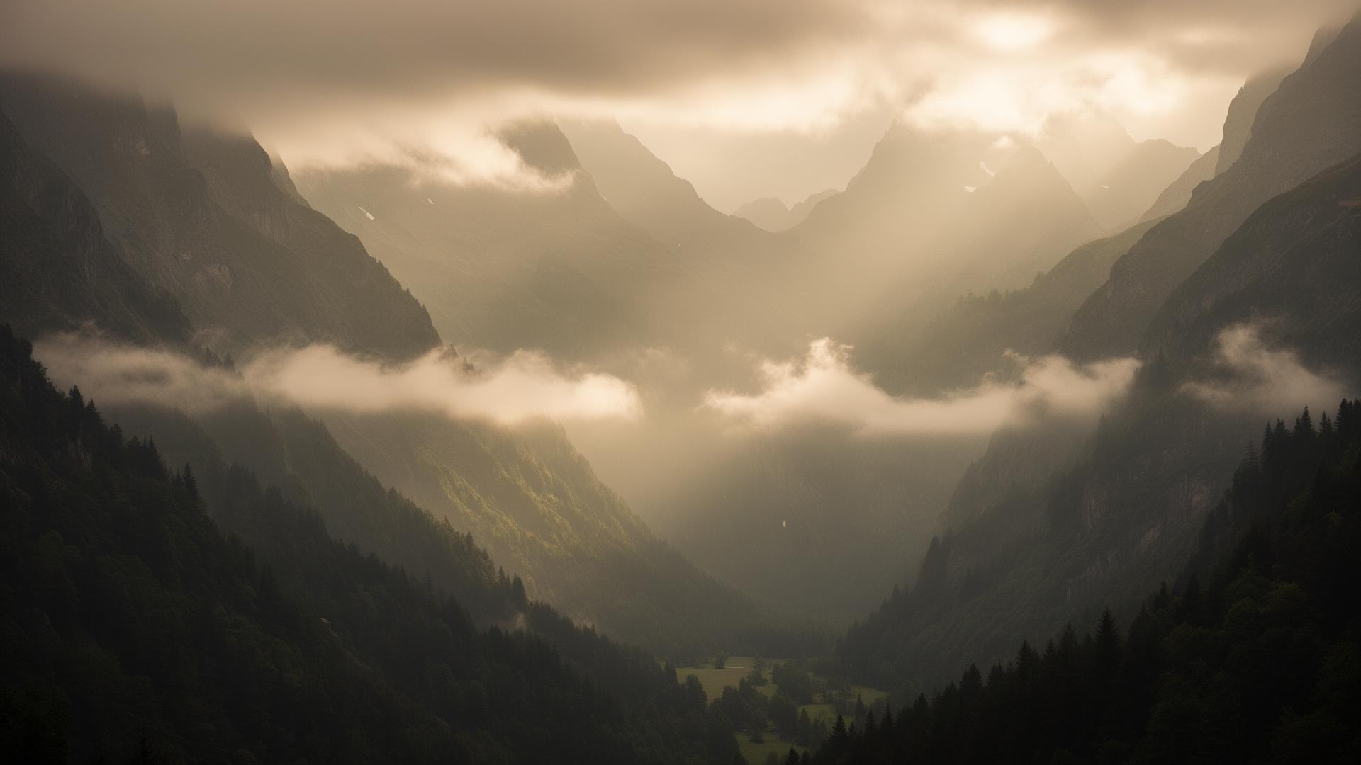 Misty mountain valley